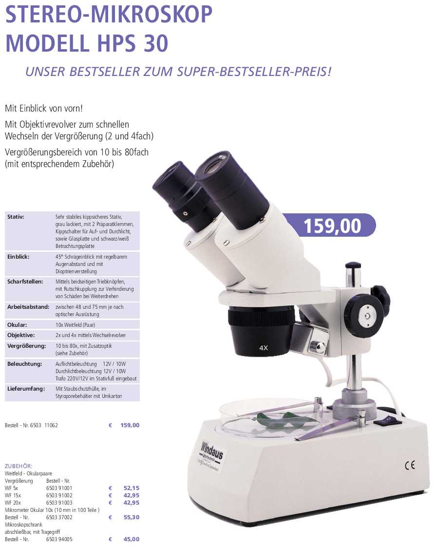 Stereo-Mikroskop HPS 30
